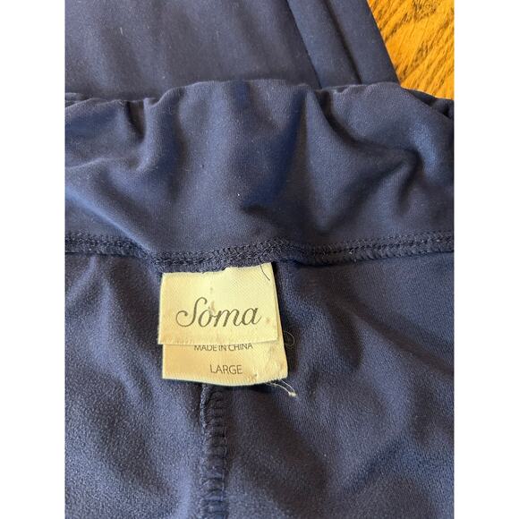 Soma Pajama Set Deep Blue with Black Silver Lace Accent Trim Stretch Sz L - Picture 4 of 9